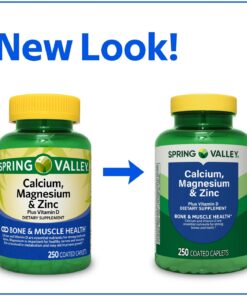 Spring Valley – Calcium, Magnesium & Zinc plus Vitamin D3 Coated Caplets – 250 count