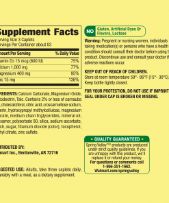 Spring Valley Calcium Magnesium Zinc plus Vitamin D3 Coated Caplets 250 Count Exubuy image