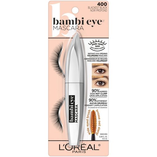 loreal paris bambi eye washable mascara lasting volume blackest black Exubuy image