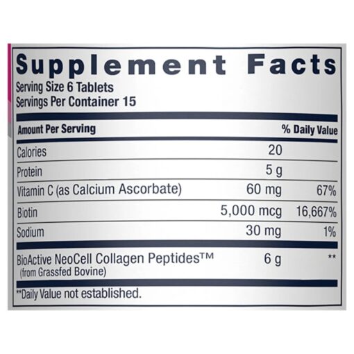 NeoCell – Grass feed Collagen Peptides Vitamin C & Biotin 6000 mg – 90 Tablets