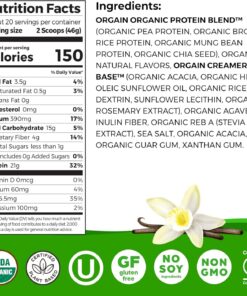 Orgain – Organic Protein Plant Based Powder – Vanilla Bean – 920 gram