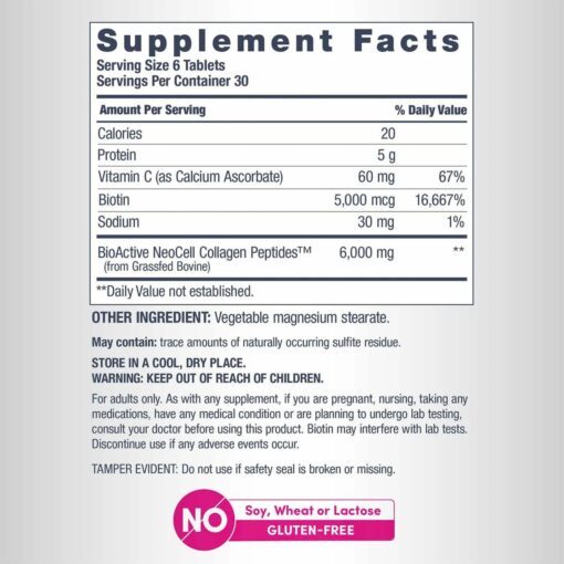 NeoCell – Grass feed Collagen Peptides Vitamin C & Biotin 6000 mg – 360 Tablets