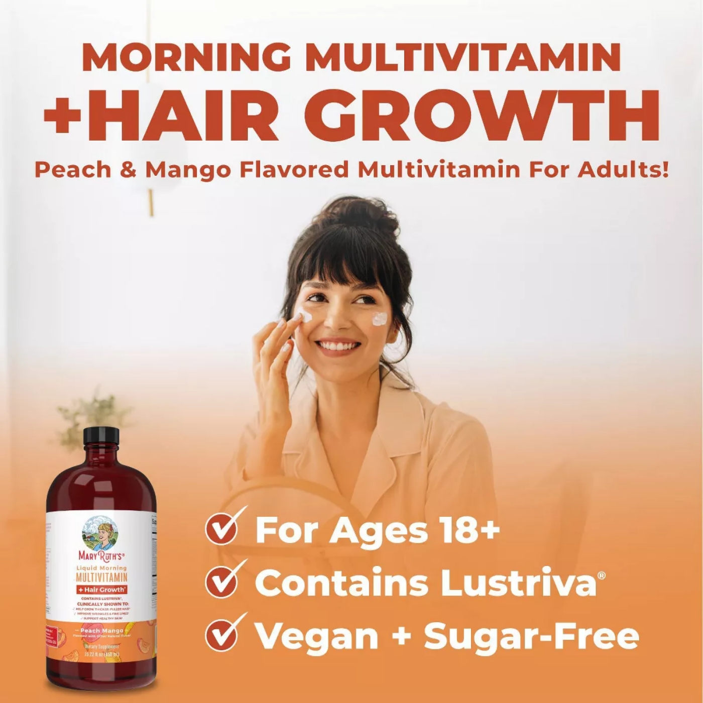 MaryRuth's - Liquid Morning Multivitamin + Hair Growth - Peach Mango - 450 ml