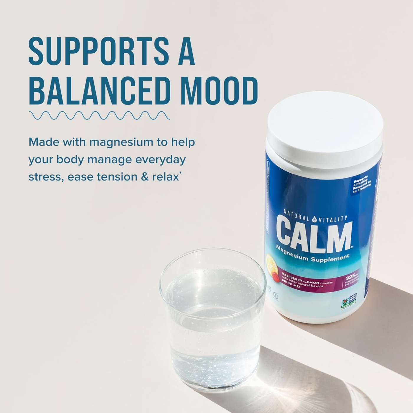 Natural Vitality Calm, Magnesium Citrate Supplement Powder, Anti-Stress Drink Mix, Raspberry Lemon, 453 gram