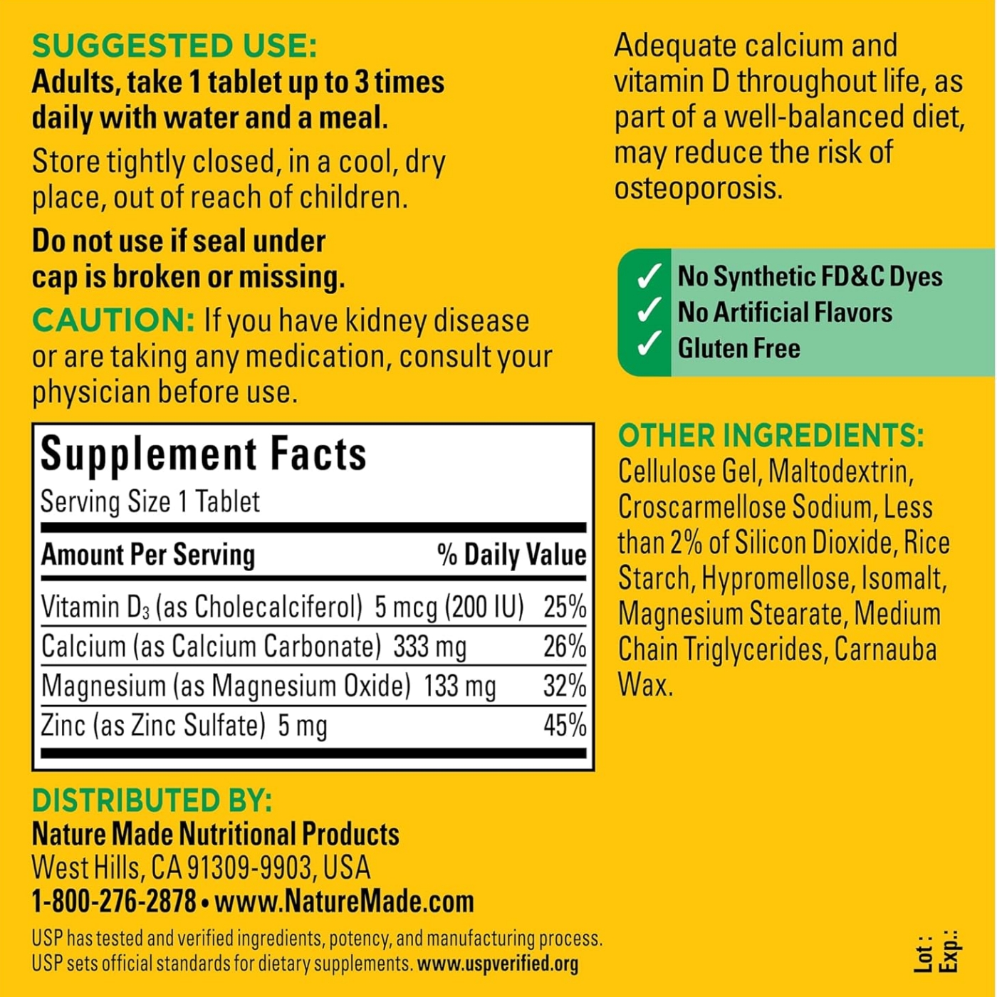 Nature Made - Calcium Magnesium Zinc with Vitamin D3 - 300 count