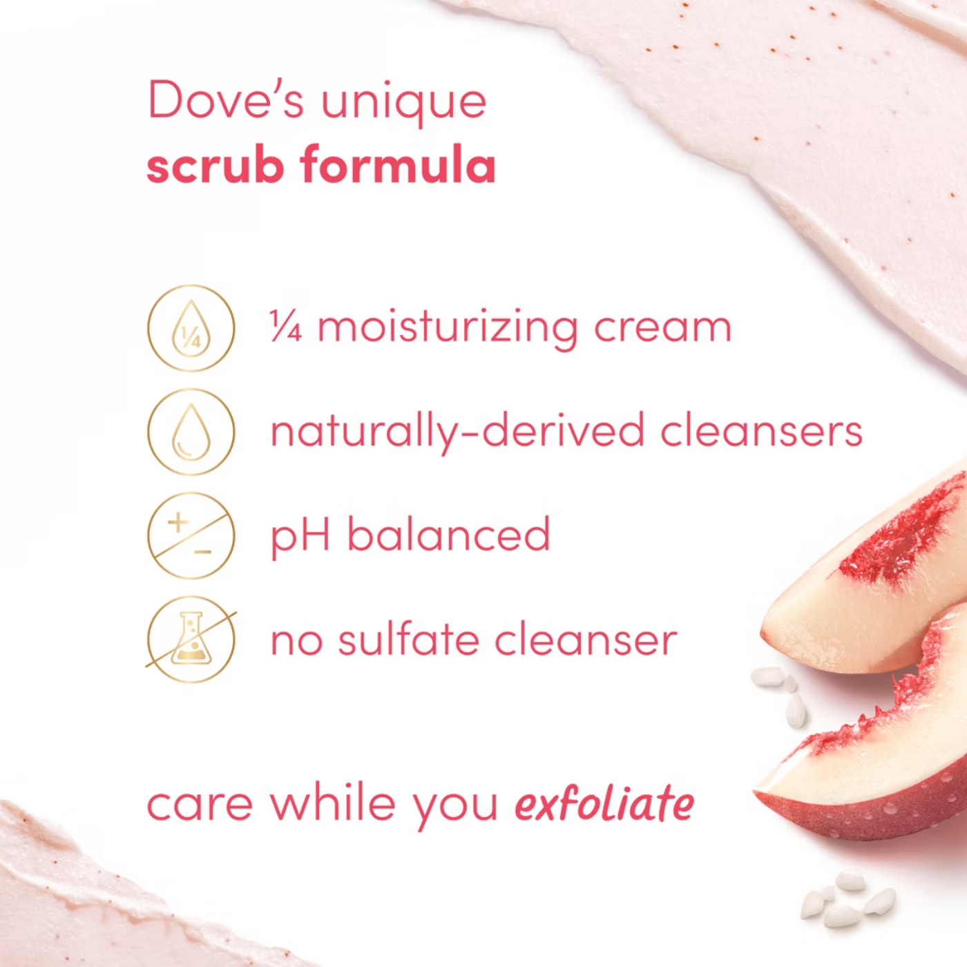 Dove - Beauty Exfoliating Body Scrub - White Peach & Crushed Rice - 425 gram