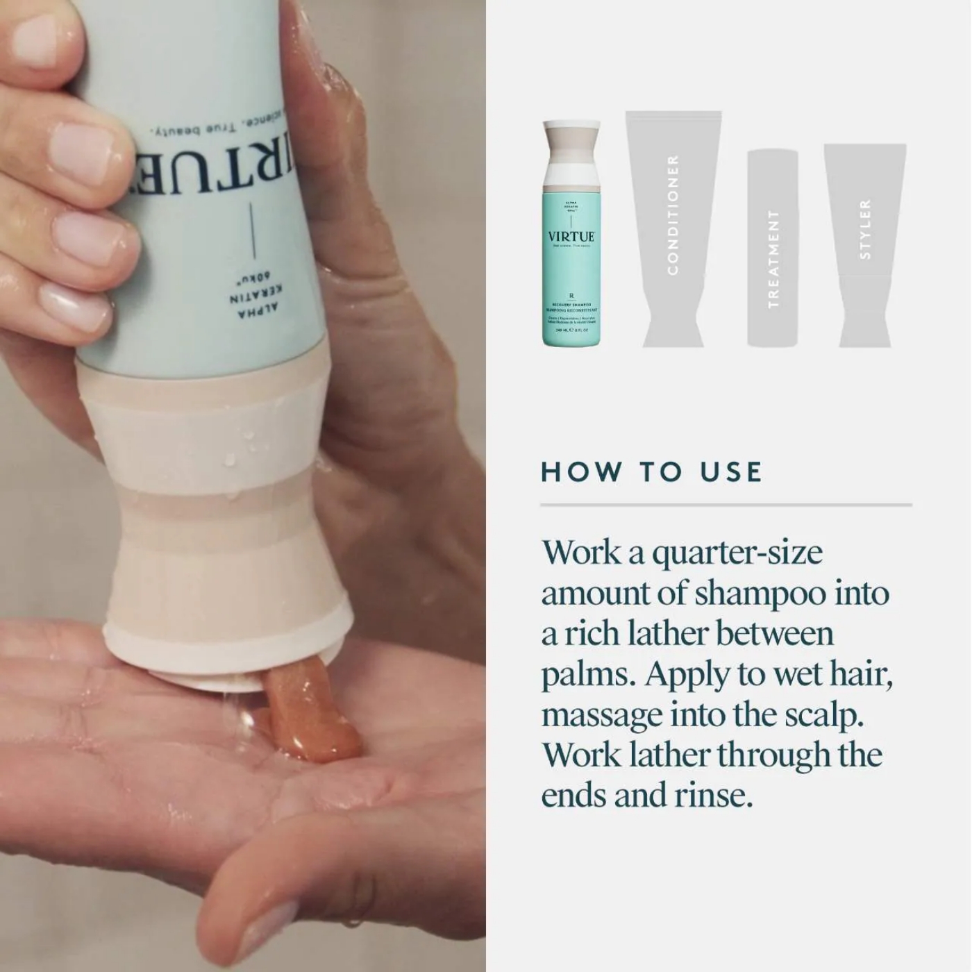 Virtue - Hydrating Recovery Shampoo for Dry, Damaged & Colored Hair - 240 ml