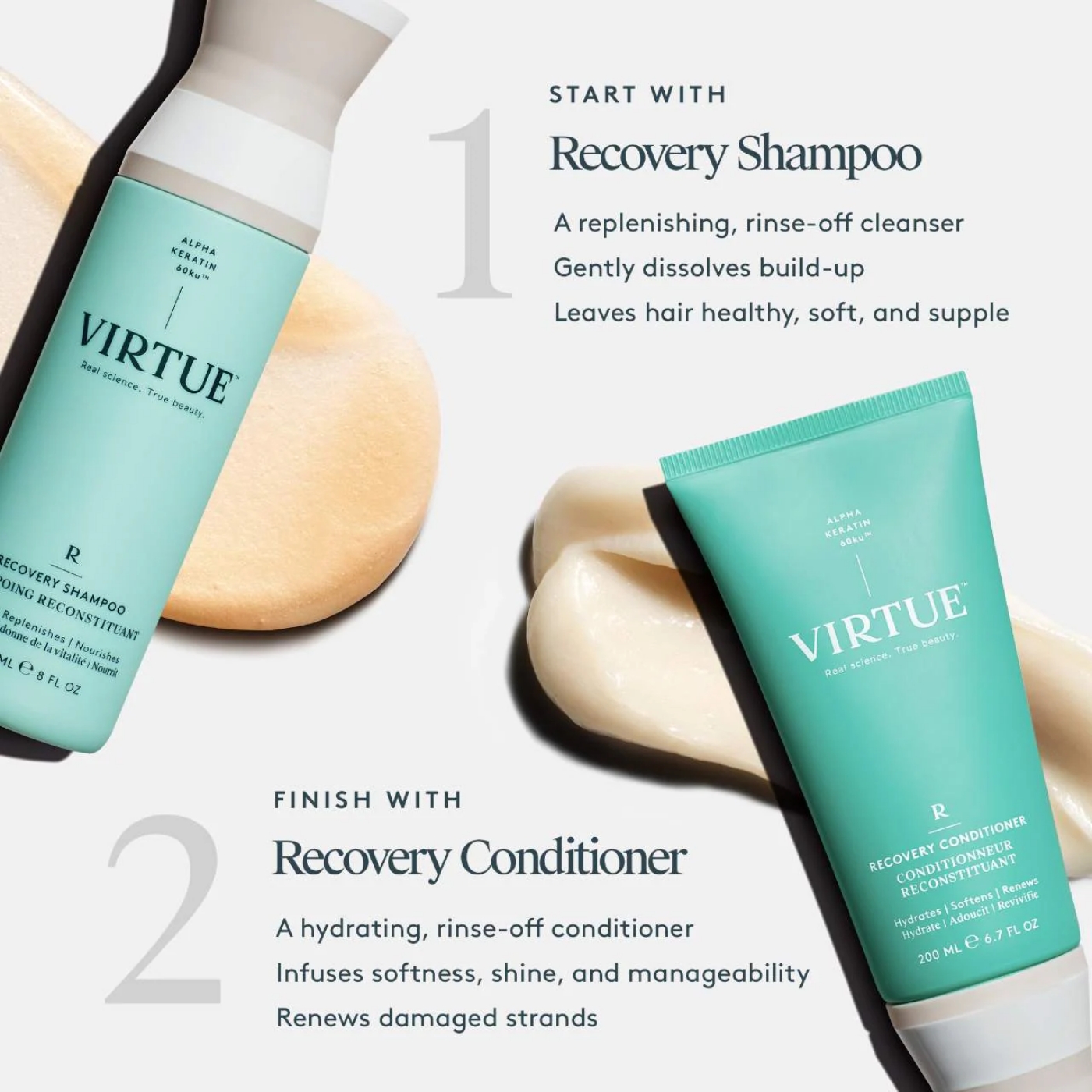 Virtue - Hydrating Recovery Shampoo for Dry, Damaged & Colored Hair - 240 ml