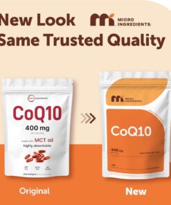 Micro Ingredients CoQ10 400 mg Per Serving, 240 Softgels