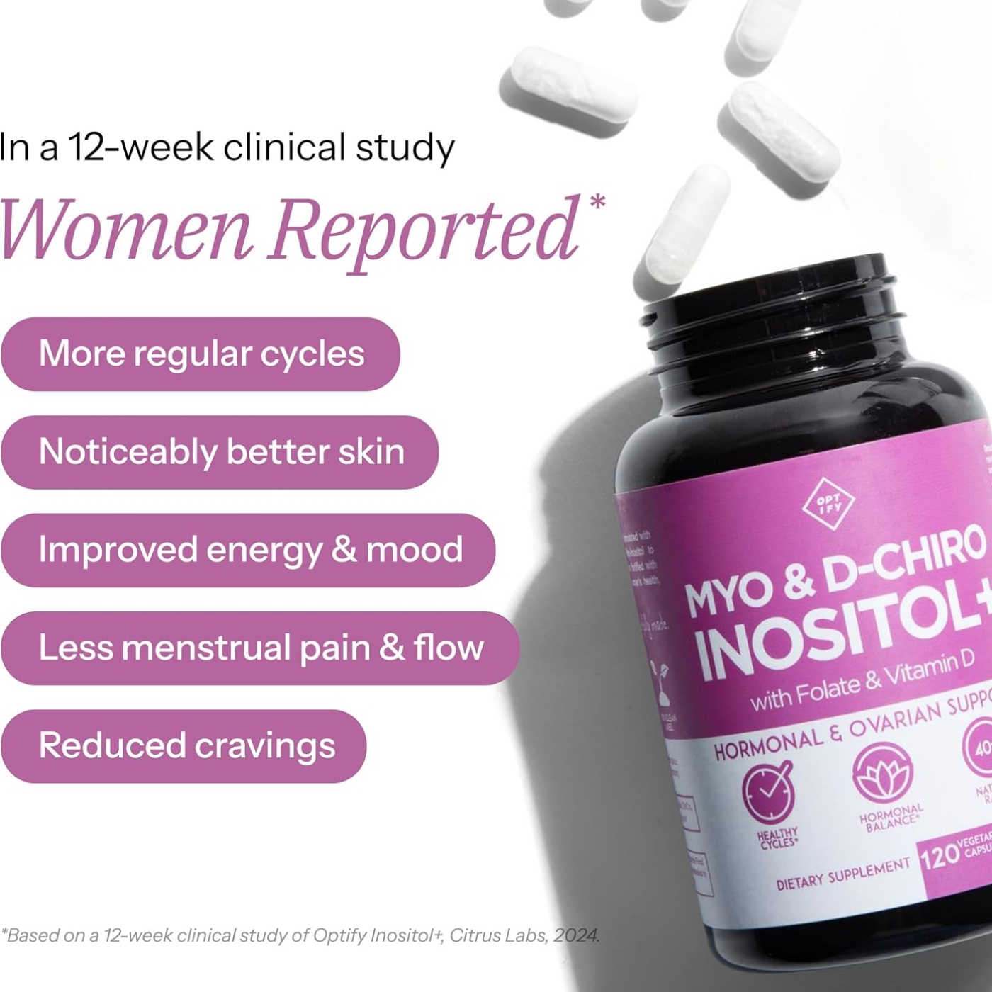 Optify Myo-Inositol & D-Chiro Inositol Supplement for Women - 120 capsules