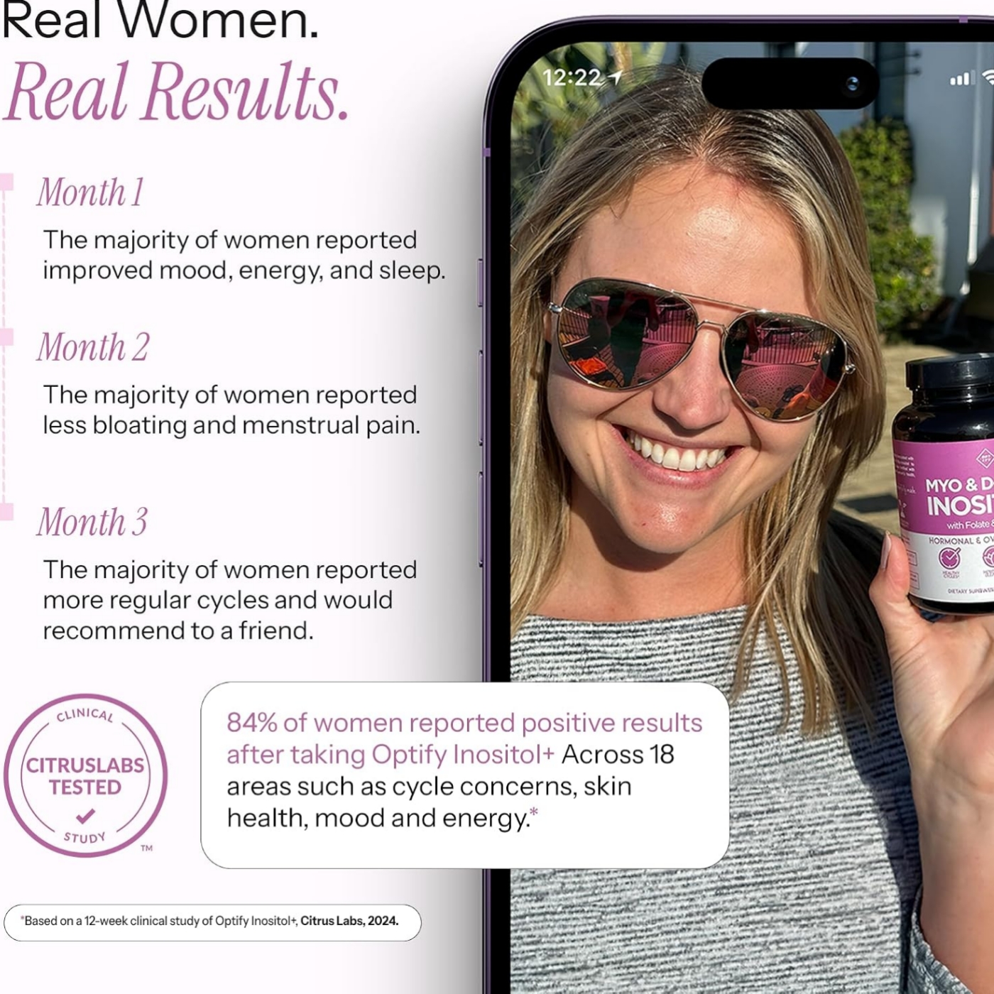 Optify Myo-Inositol & D-Chiro Inositol Supplement for Women - 120 capsules