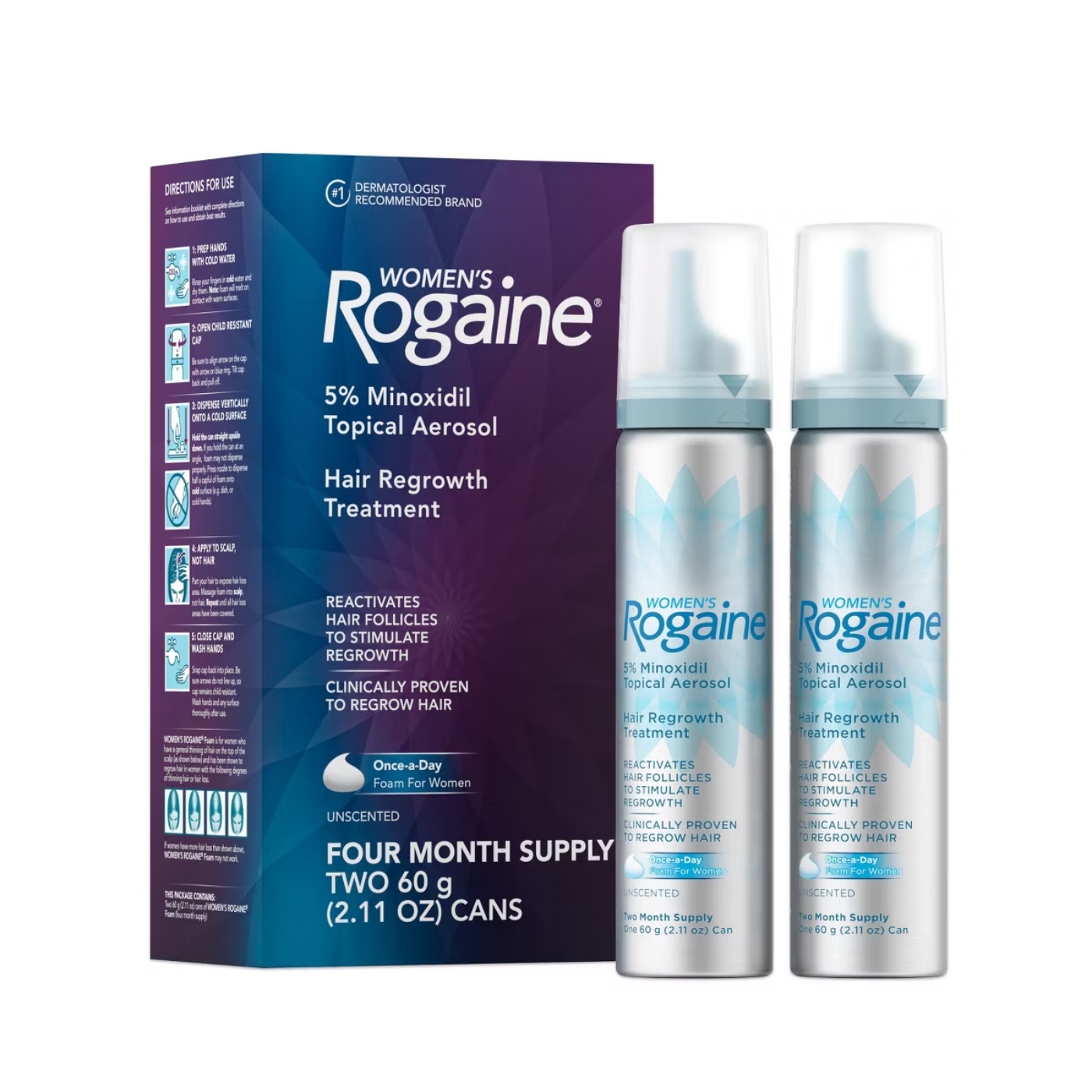 Women's Rogaine 5% Minoxidil Foam for Hair Thinning and Loss, Topical Treatment for Hair Regrowth