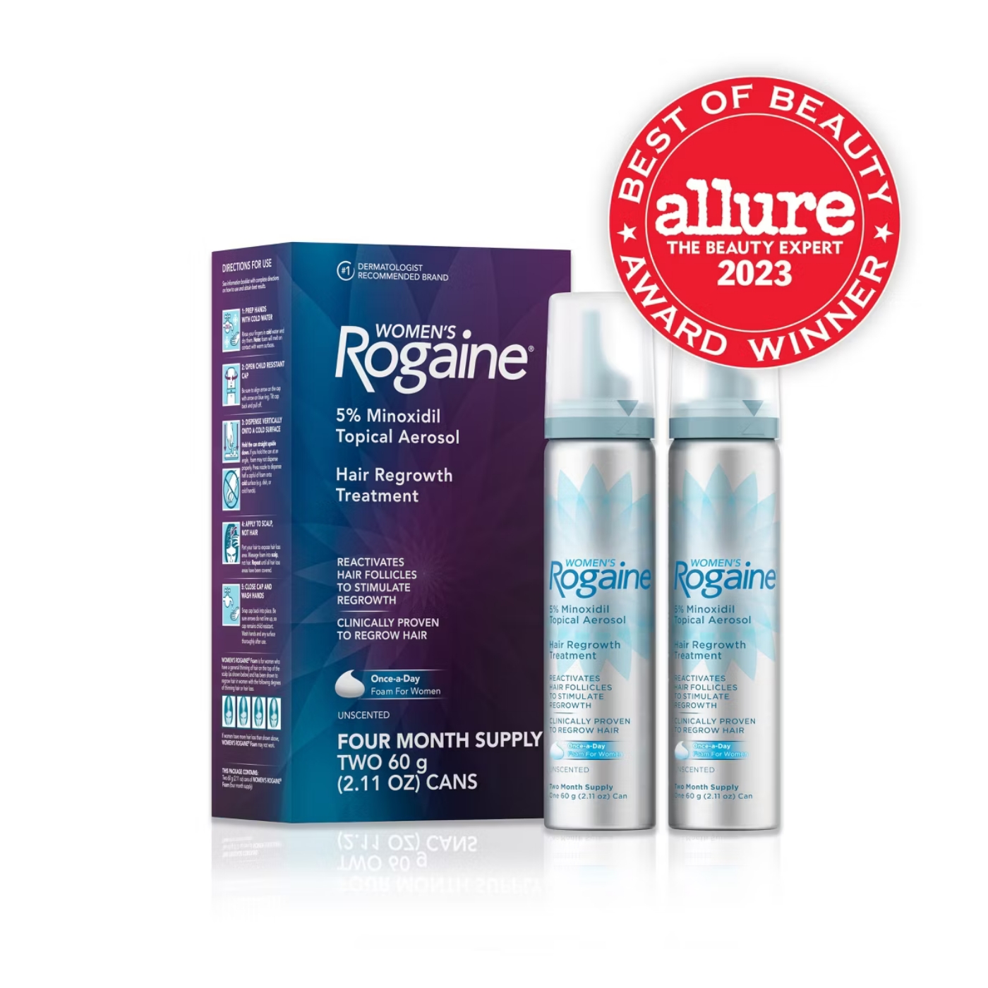 Women's Rogaine 5% Minoxidil Foam for Hair Thinning and Loss, Topical Treatment for Hair Regrowth