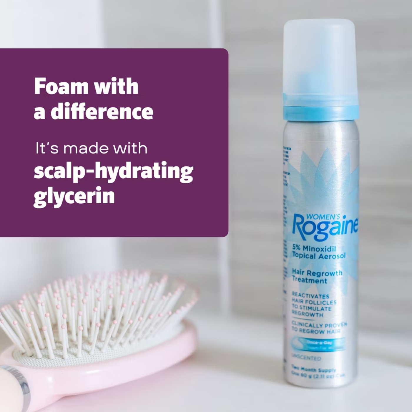 Women's Rogaine 5% Minoxidil Foam for Hair Thinning and Loss, Topical Treatment for Hair Regrowth