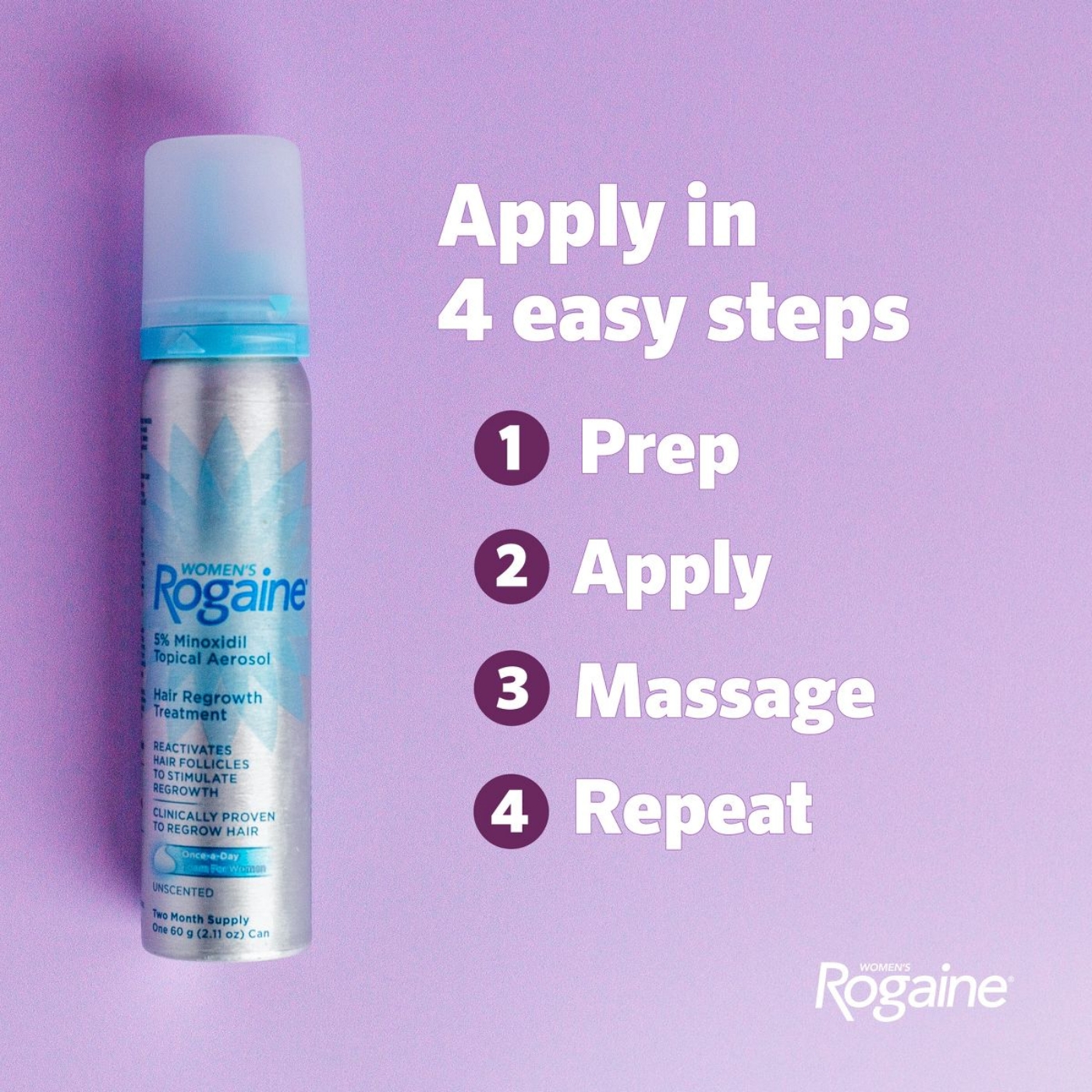 Women's Rogaine 5% Minoxidil Foam for Hair Thinning and Loss, Topical Treatment for Hair Regrowth